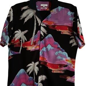 Men’s Reiss Colorful Tropical Button-Up Shirt. Summer Beach Vibes Sz S Slim Fit
